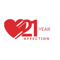 Create a simple yet impactful logo for our 17th anniversary that's easily adaptable for social networks. Utilize the color red prominently and prominently feature the number '17' as the primary subject. Incorporate a heart icon in a minimalist style to symbolize our commitment to customer care.